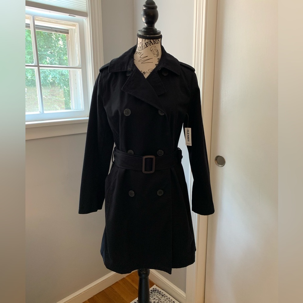 NWT Old Navy Blk Trench Coat MP